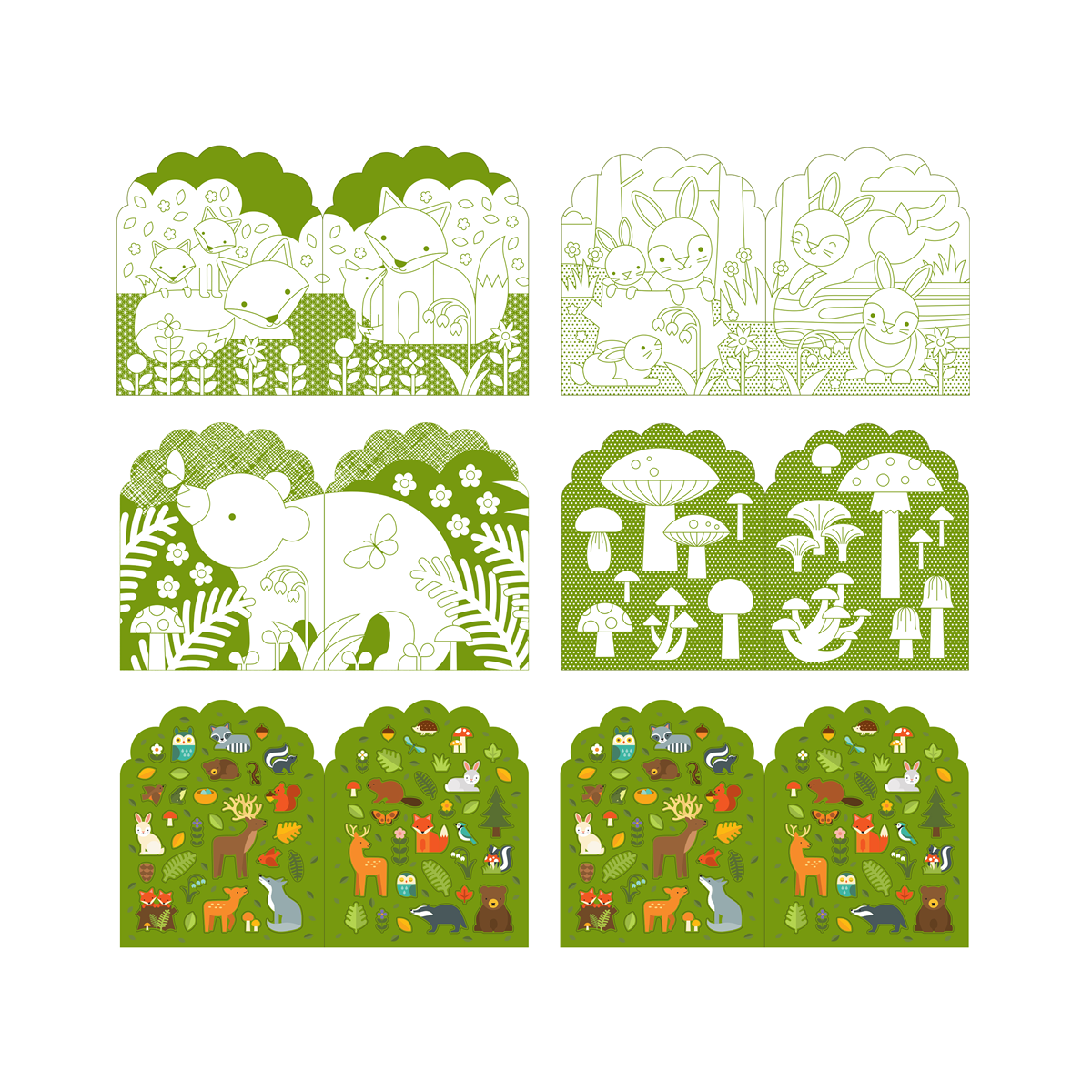 Carte de colorat + stickere - Woodland - Petit Collage