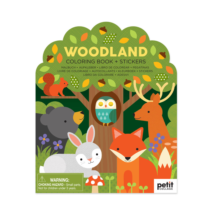 Carte de colorat + stickere - Woodland - Petit Collage