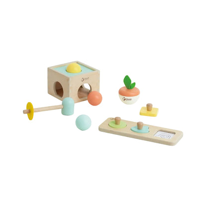 Set cadou educativ din lemn pentru bebeluși - Hello Box 6M+ - Classic World