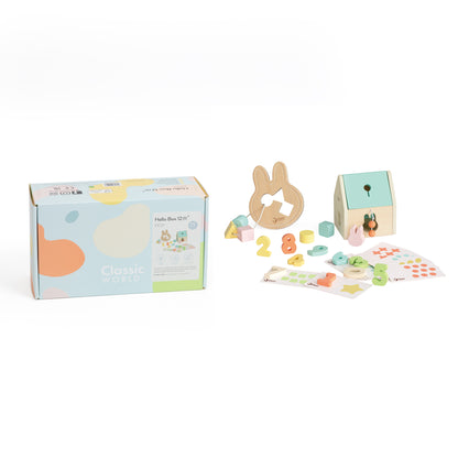Set cadou educativ din lemn pentru copii - Hello Box 12M+ - Classic World