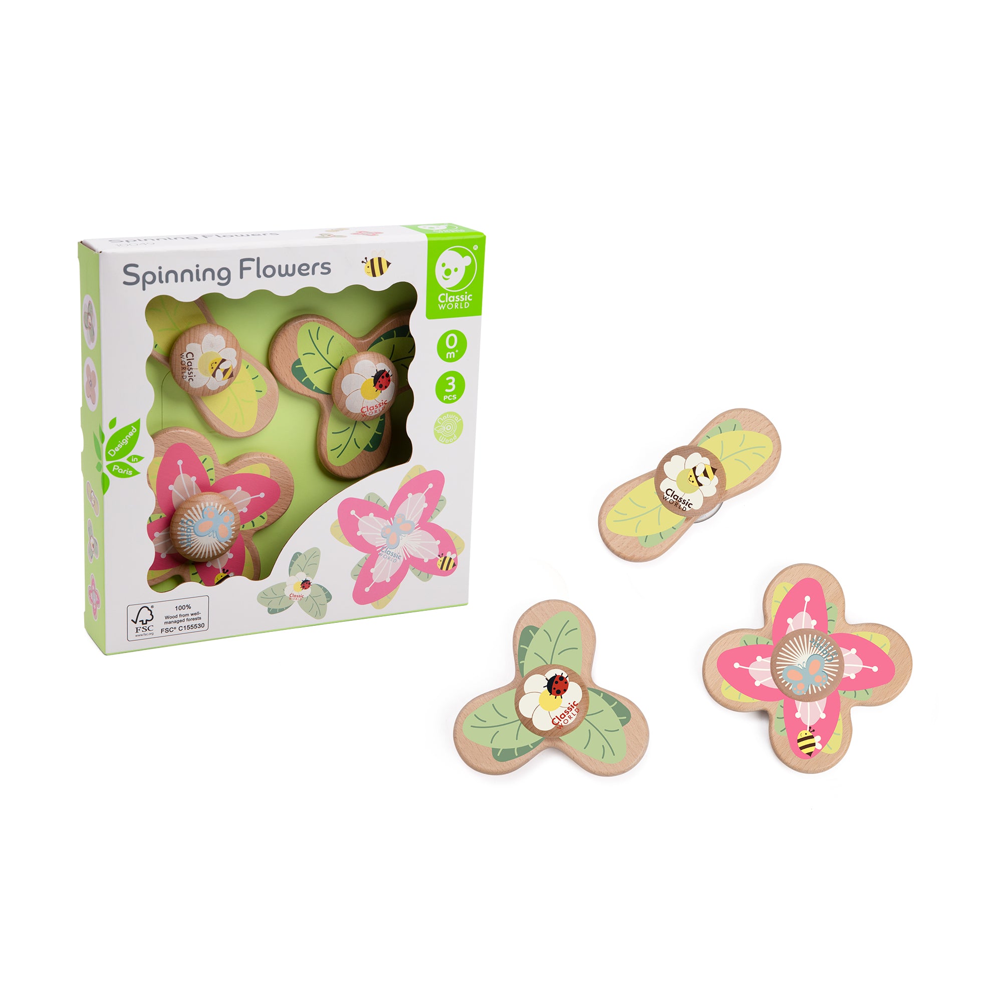 Flori rotative din lemn cu ventuze - Spinning Flowers - Classic World
