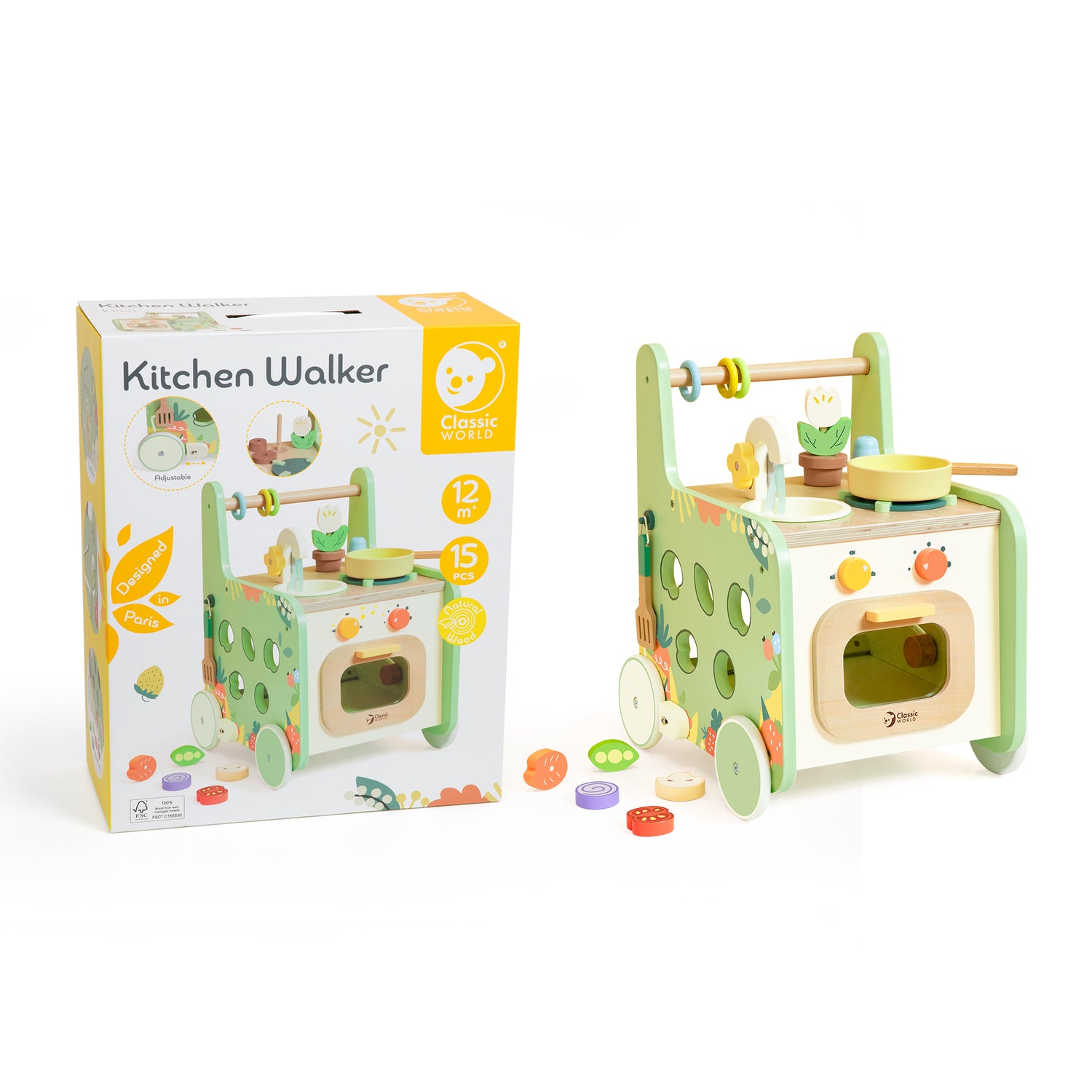 Antemergător 2-în-1, Bucătărie interactivă din lemn - Kitchen - Classic World