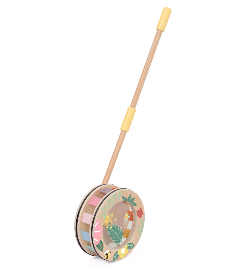 Jucărie de împins din lemn, Roată interactivă - Rainbow Roll - Classic World