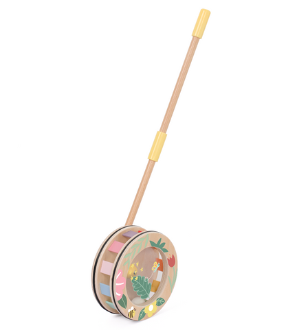 Jucărie de împins din lemn, Roată interactivă - Rainbow Roll - Classic World