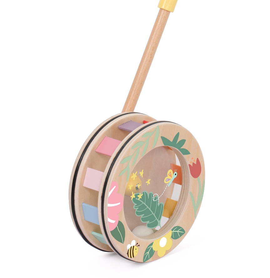 Jucărie de împins din lemn, Roată interactivă - Rainbow Roll - Classic World