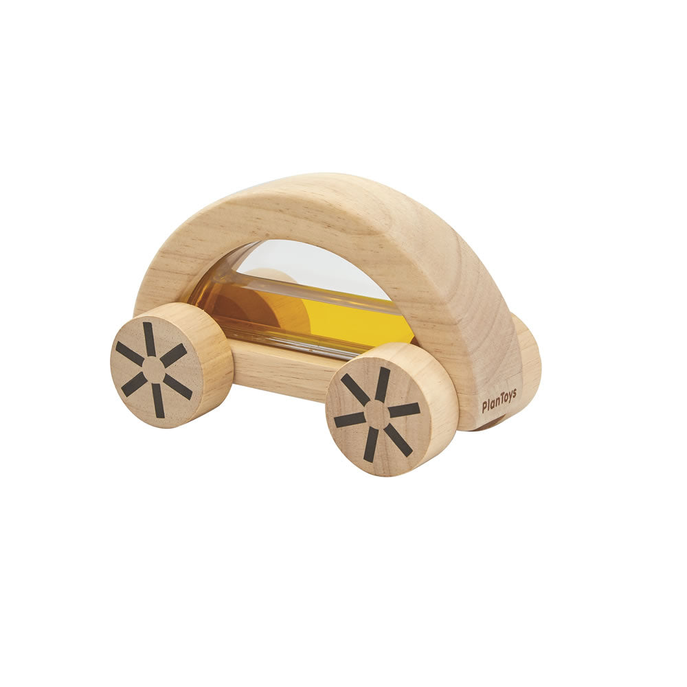 Masinuta din lemn + apa colorata - Yellow - Plan Toys