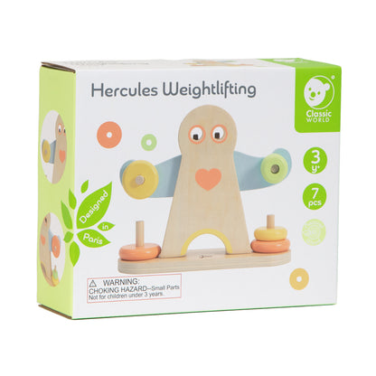 Jucărie din lemn, balanță cu greutăți și echilibru - Hercules Weightlifting - Classic World