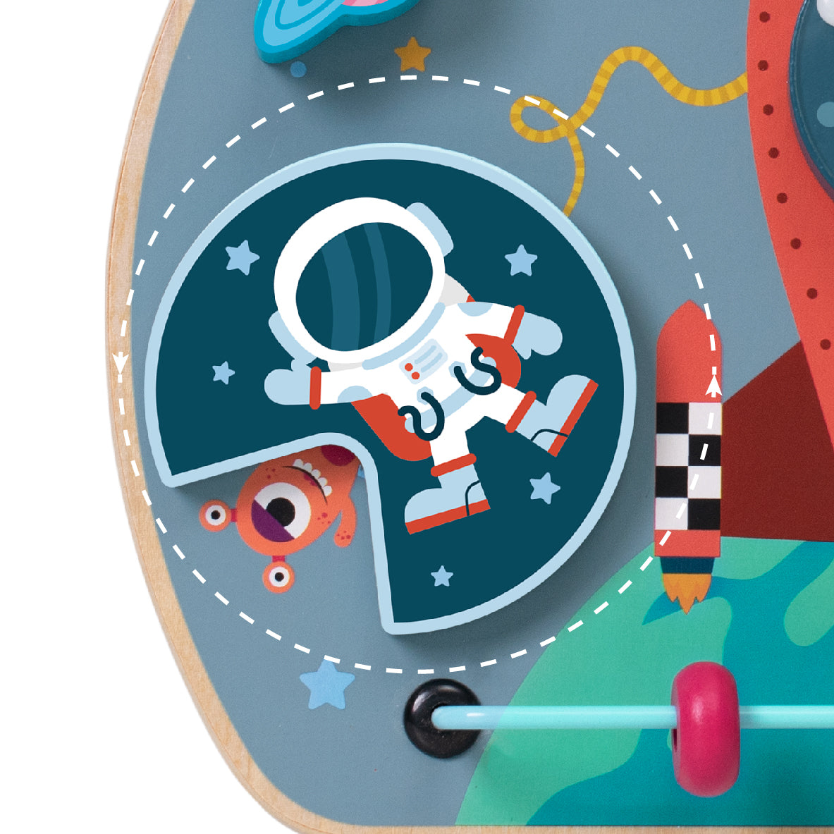 Panou din lemn cu activități, Spațiu - Rocket - Classic World