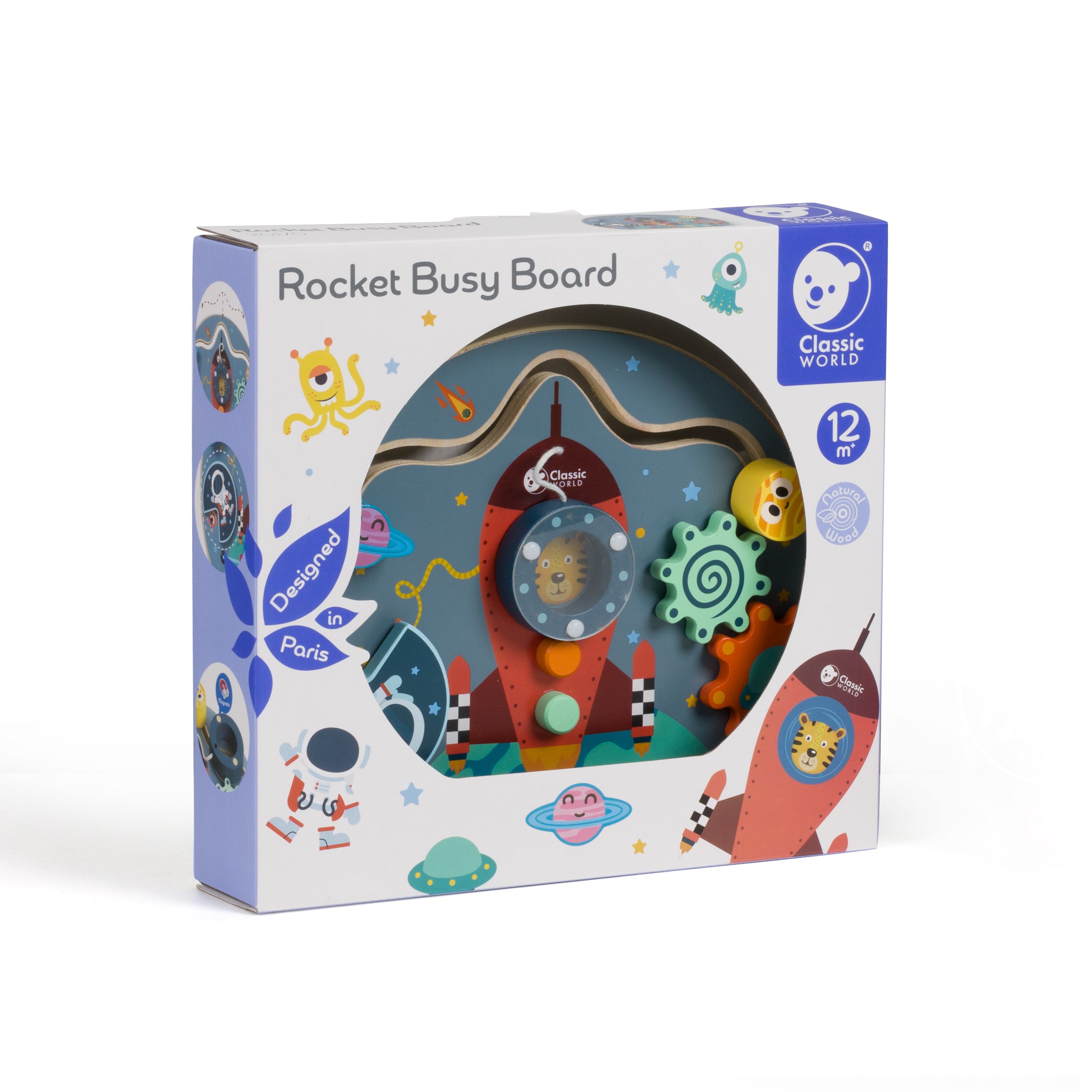 Panou din lemn cu activități, Spațiu - Rocket - Classic World