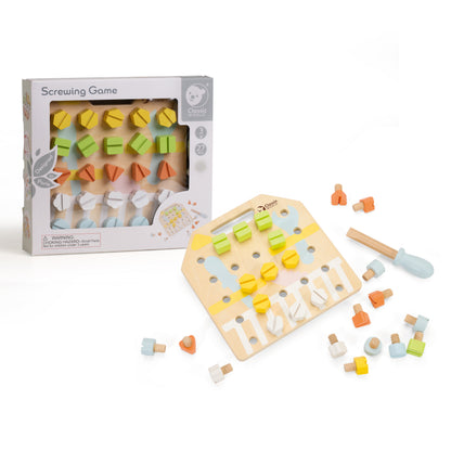 Panou din lemn cu activități, Șuruburi &amp; Șurubelniță - Screw Board - Classic World