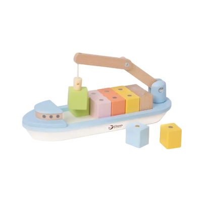 Vapor cargo cu blocuri magnetice din lemn - Block Boat - Classic World