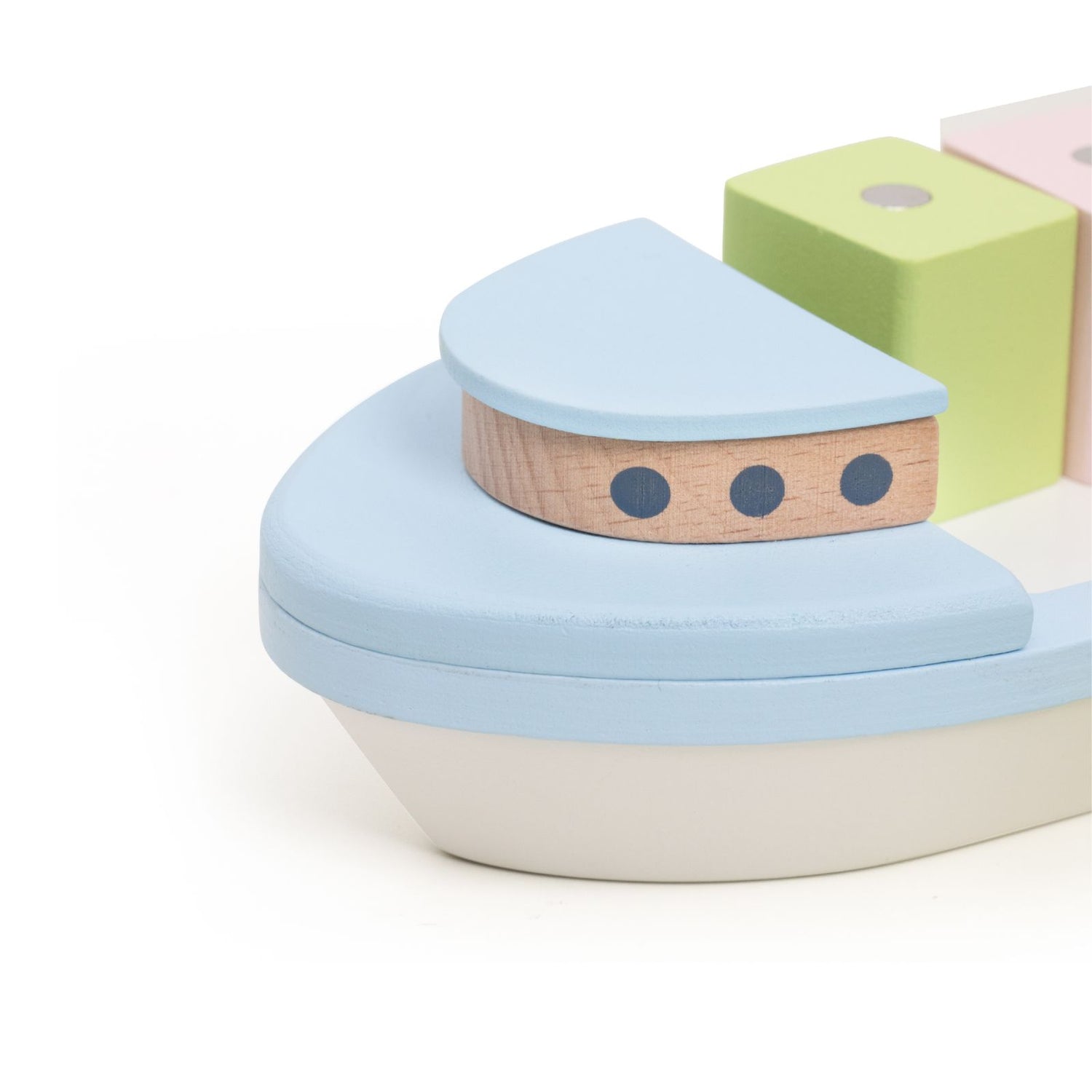 Barcă din lemn, Blocuri magnetice &amp; Macara - Block Boat - Classic World