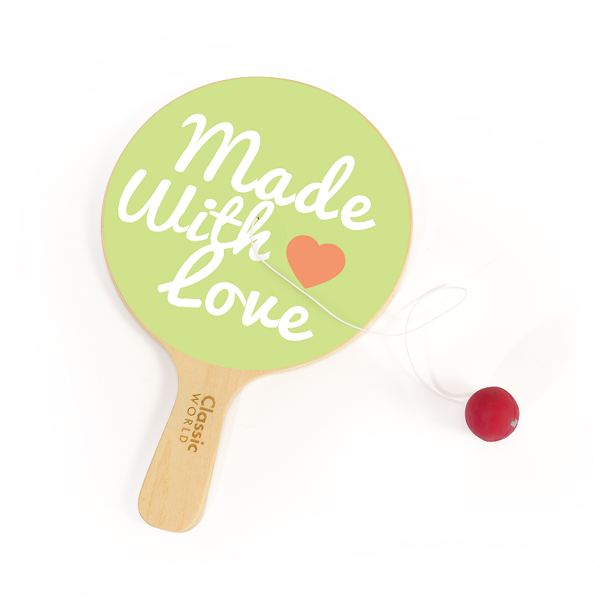 Joc Sportiv Paddle Ball Classic World - model verde Made With Love cu minge roșie