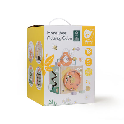 Cub din lemn cu activități - Honeybee - Classic World