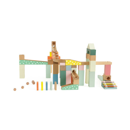 Set de construcție din lemn cu bile - Marble Blocks - Classic World