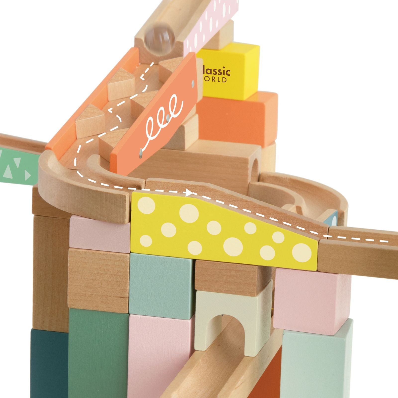 Set de construcție din lemn cu bile - Marble Blocks - Classic World