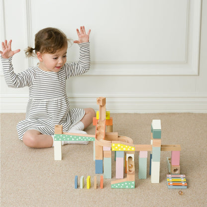 Set de construcție din lemn cu bile - Marble Blocks - Classic World