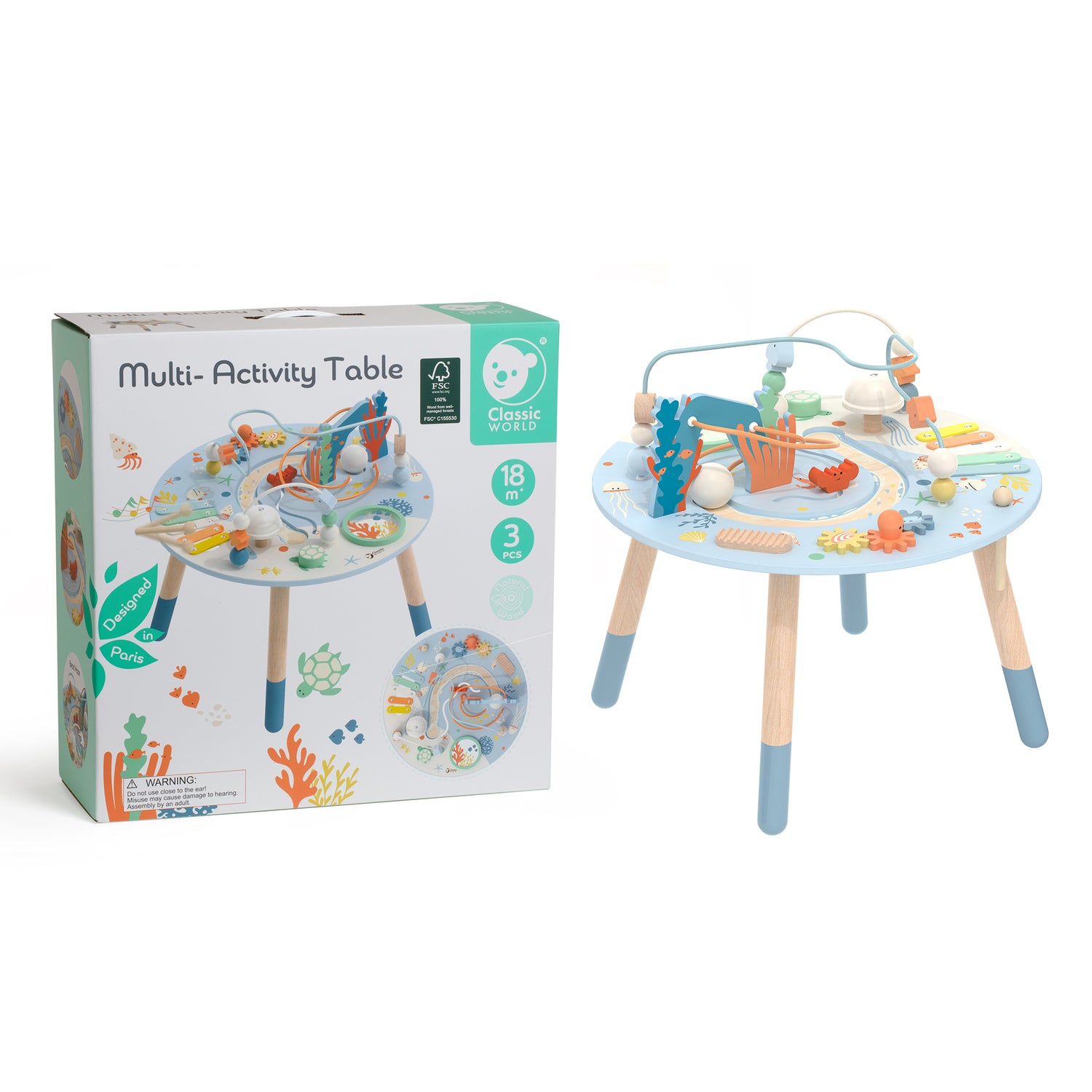 Măsuță din lemn cu  Multi-Activitățiactivități - Ocean - Classic World