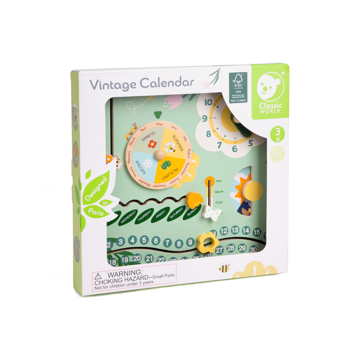 Calendar educativ din lemn - Vintage - Classic World