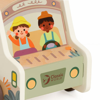 Camion Safari din lemn, Sortator &amp; Figurine animăluțe - Prairie Adventurer - Classic World