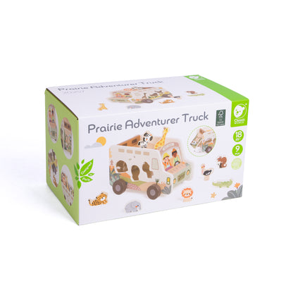 Camion Safari din lemn, Sortator &amp; Figurine animăluțe - Prairie Adventurer - Classic World