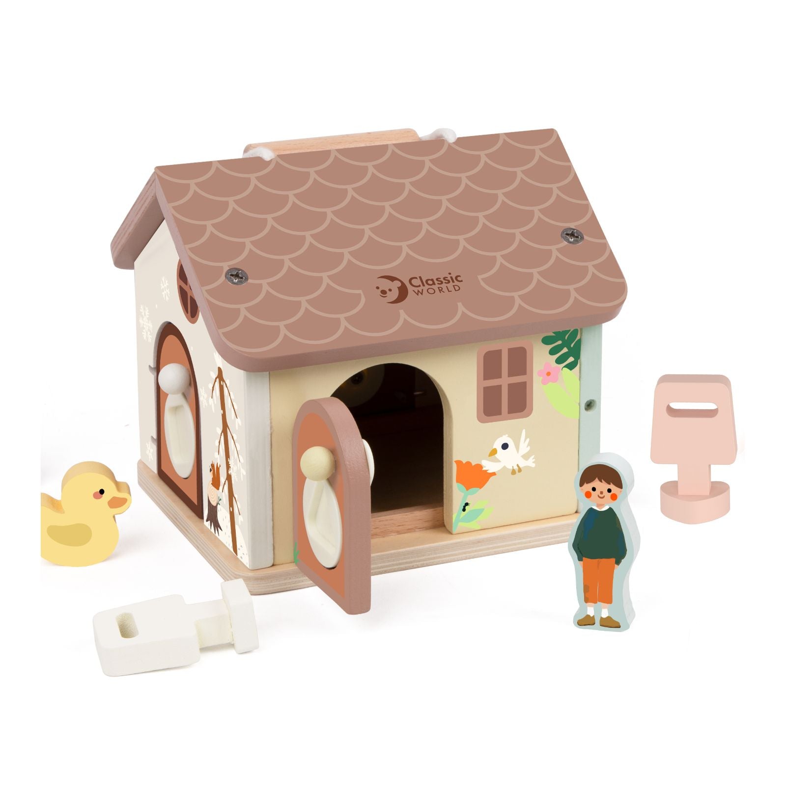 Căsuță din lemn cu încuietori și chei - Unlock House - Classic World