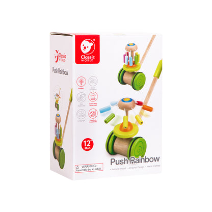 Jucărie de împins din lemn cu cilindri rotativi - Rainbow - Classic World