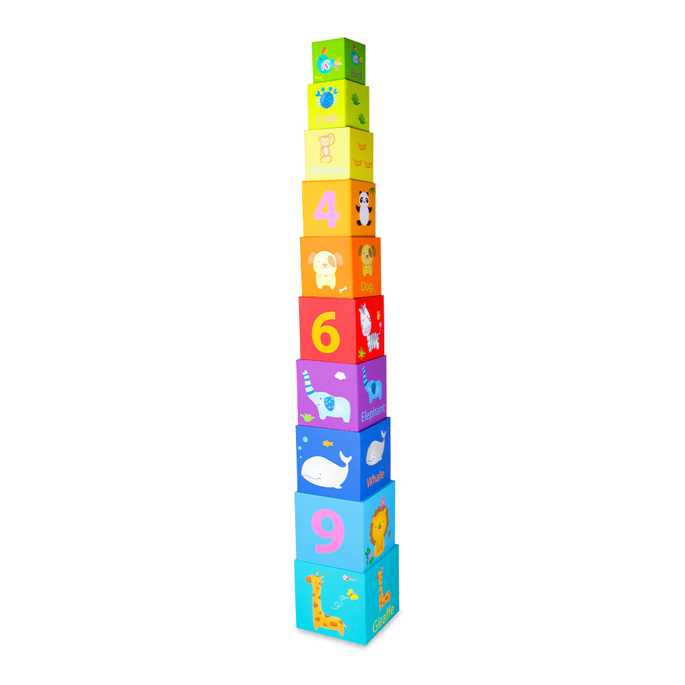 Set cuburi educative din carton pentru stivuire - Animals &amp; Numbers - Classic World