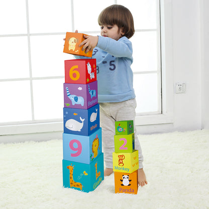 Set cuburi educative din carton pentru stivuire - Animals &amp; Numbers - Classic World