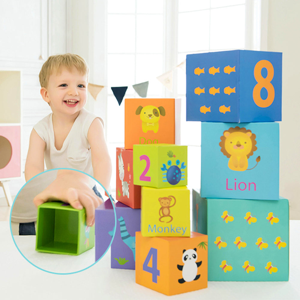Set cuburi educative din carton pentru stivuire - Animals &amp; Numbers - Classic World
