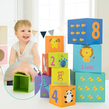 Set cuburi educative din carton pentru stivuire - Animals &amp; Numbers - Classic World