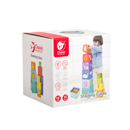 Set cuburi educative din carton pentru stivuire - Animals &amp; Numbers - Classic World
