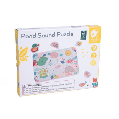 Puzzle sonor din lemn - Pond Animals - Classic World