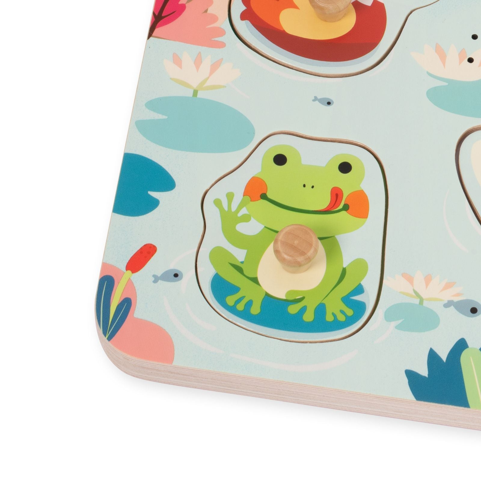 Puzzle incastru din lemn cu sunete - Pond Animals - Classic World