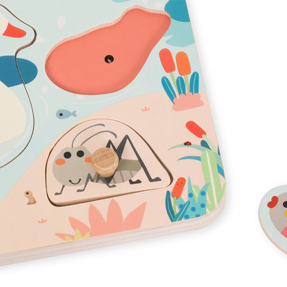 Puzzle sonor din lemn - Pond Animals - Classic World