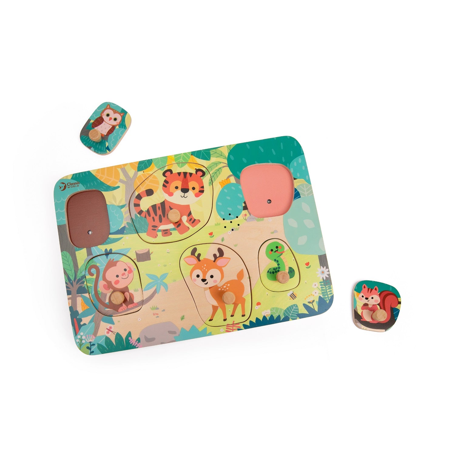 Puzzle sonor Jungle Animals Classic World - vedere generală cu piese scoase