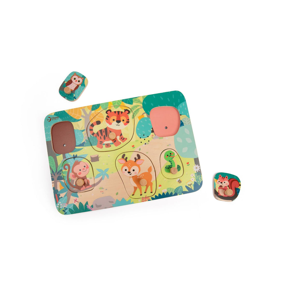 Puzzle incastru din lemn cu sunete - Jungle Animals - Classic World