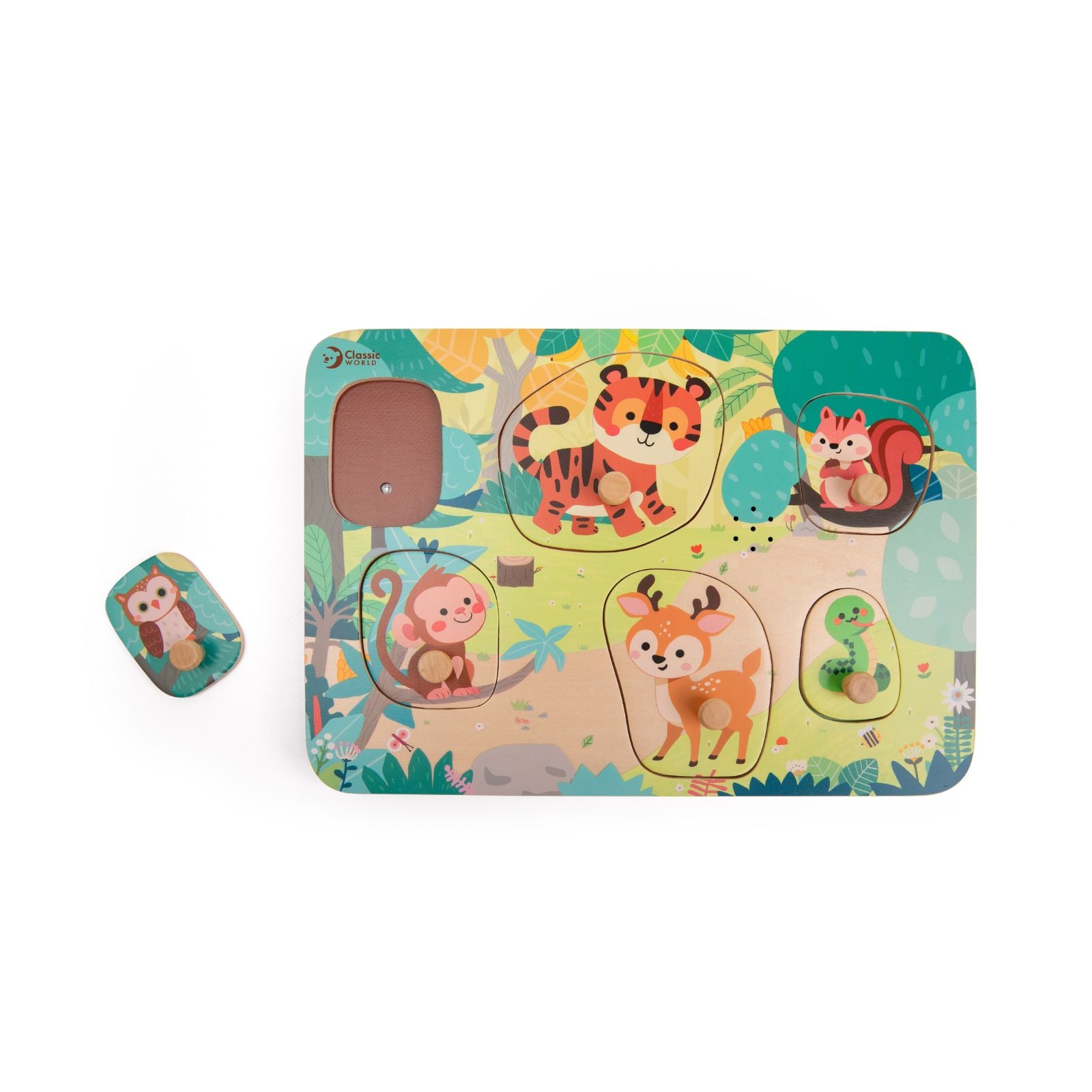 Puzzle incastru din lemn cu sunete - Jungle Animals - Classic World