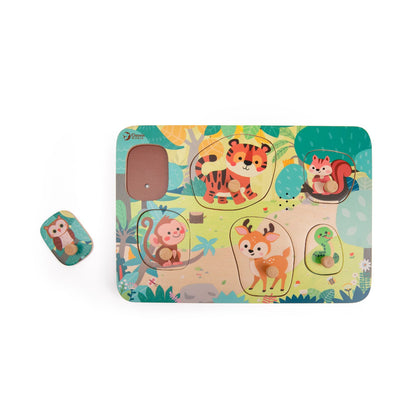 Puzzle incastru din lemn cu sunete - Jungle Animals - Classic World