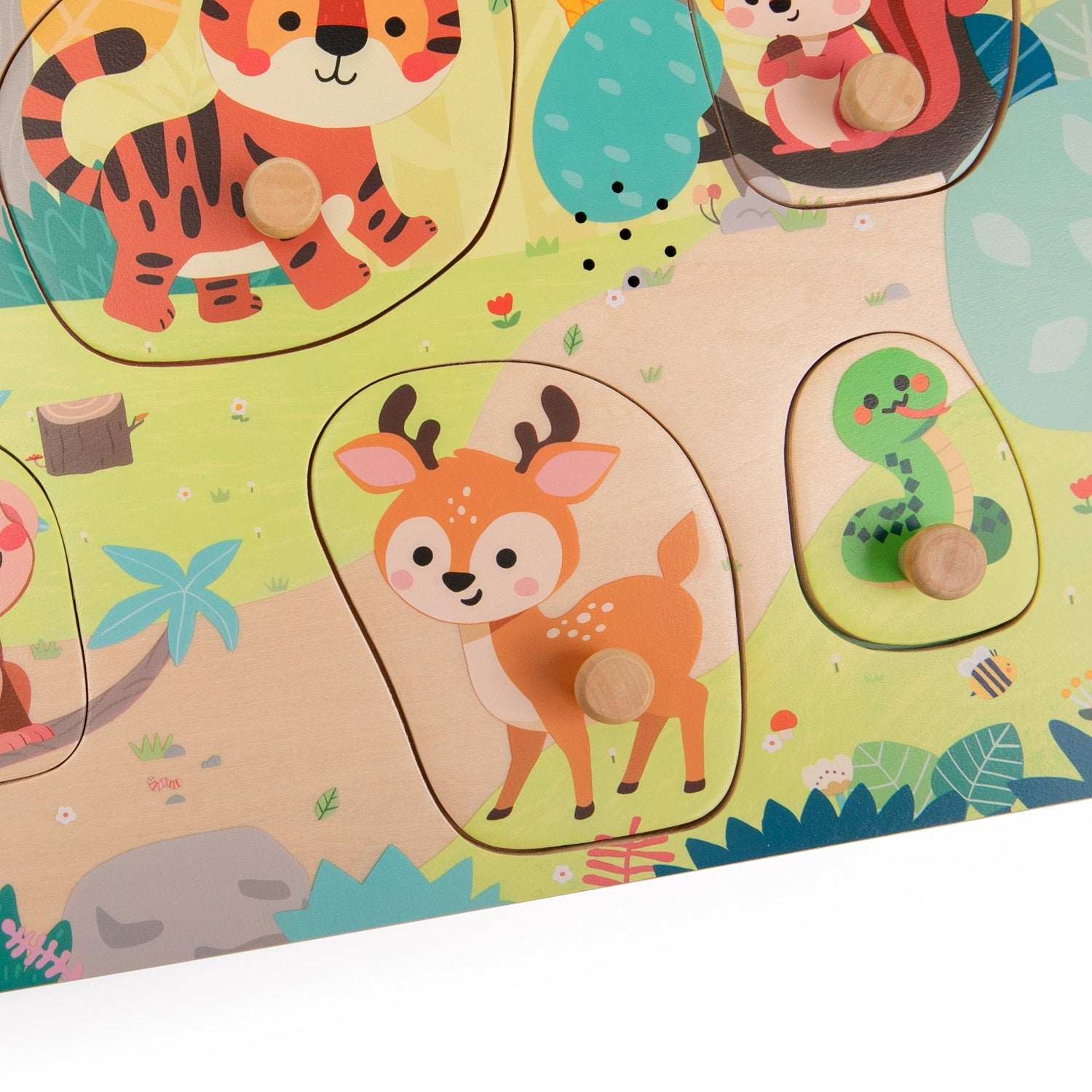 Puzzle sonor Jungle Animals Classic World - detaliu piese căprioară și șarpe