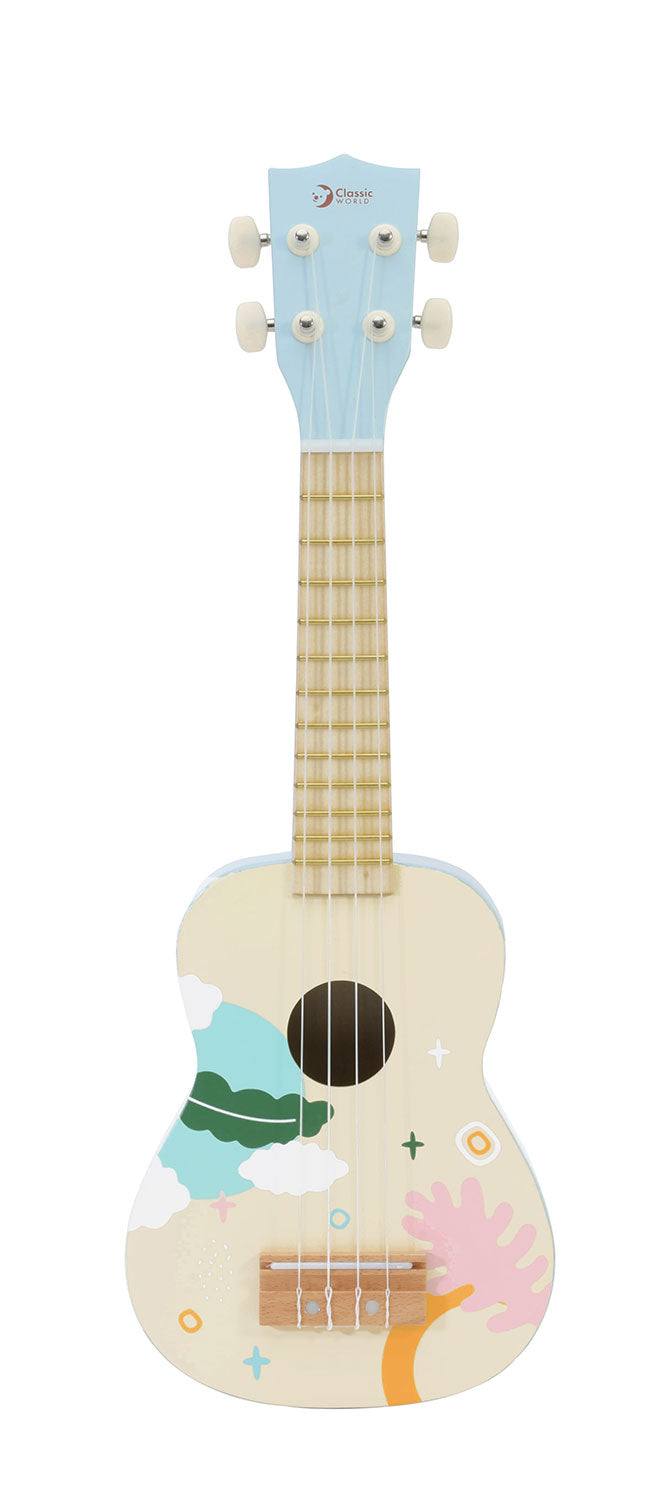 Ukulele, chitară din lemn pentru copii - Iris Blue - Classic World