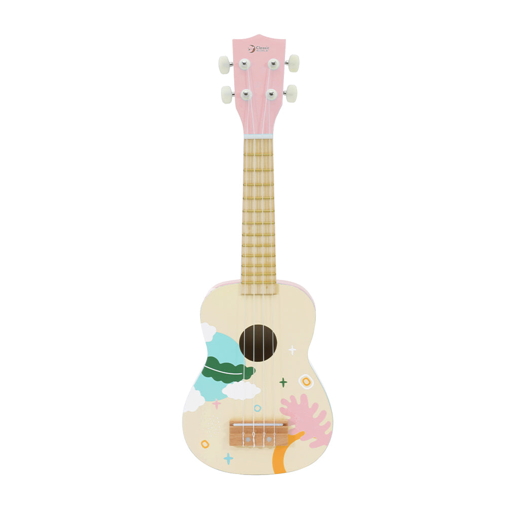 Ukulele, chitară din lemn pentru copii - Iris Pink - Classic World