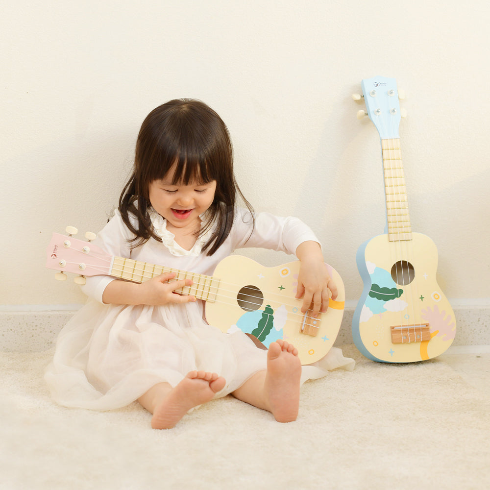 Ukulele, chitară din lemn pentru copii - Iris Pink - Classic World