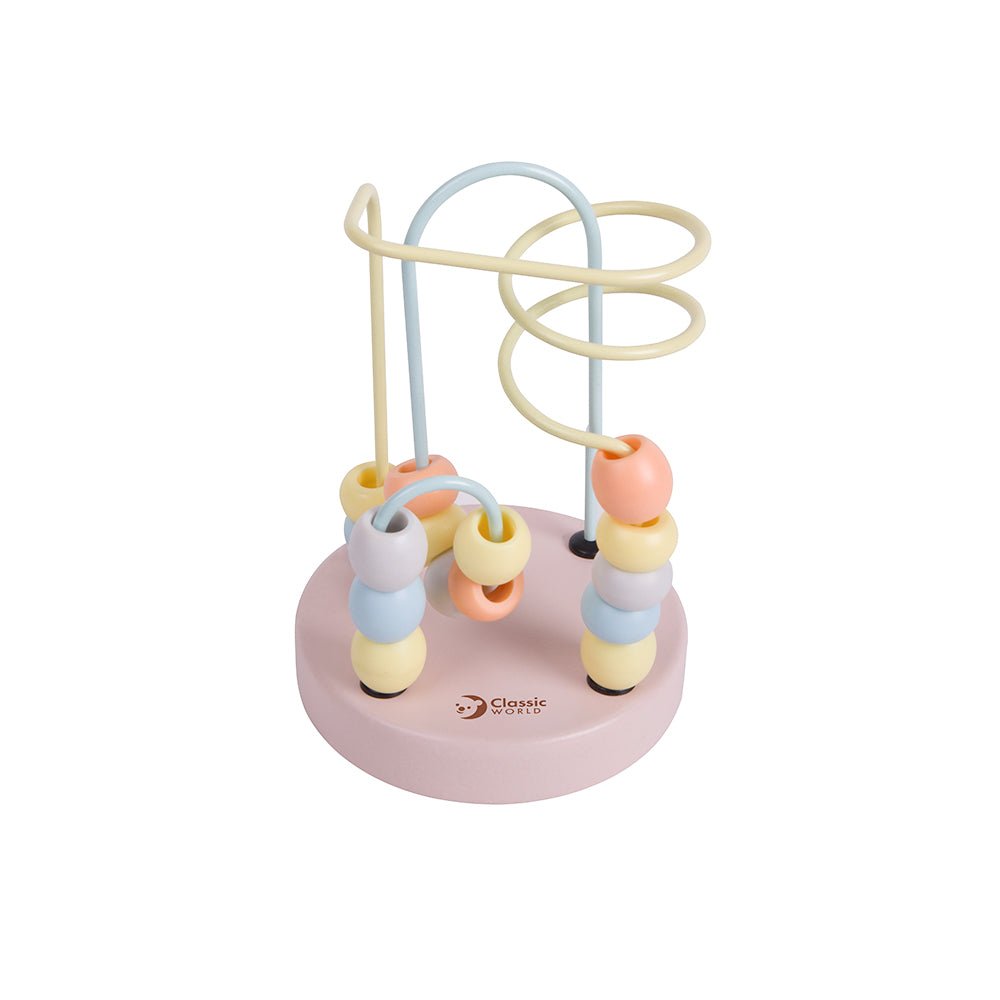 Mini labirint cu mărgele din lemn - Powder Pink - Classic World