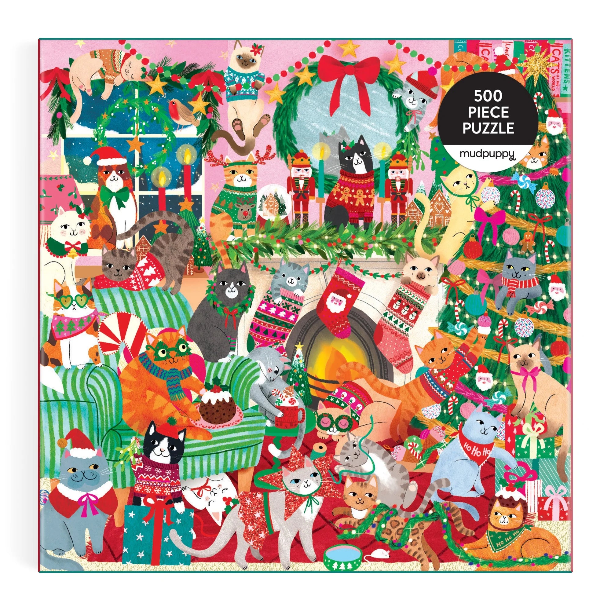 Puzzle de familie, 500 piese - Merry Catmas! - Mudpuppy