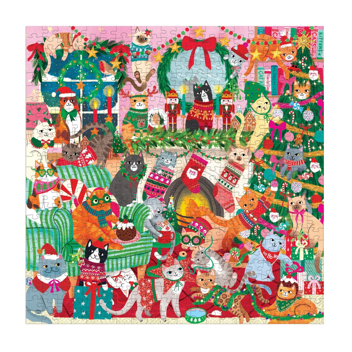 Puzzle de familie, 500 piese - Merry Catmas! - Mudpuppy