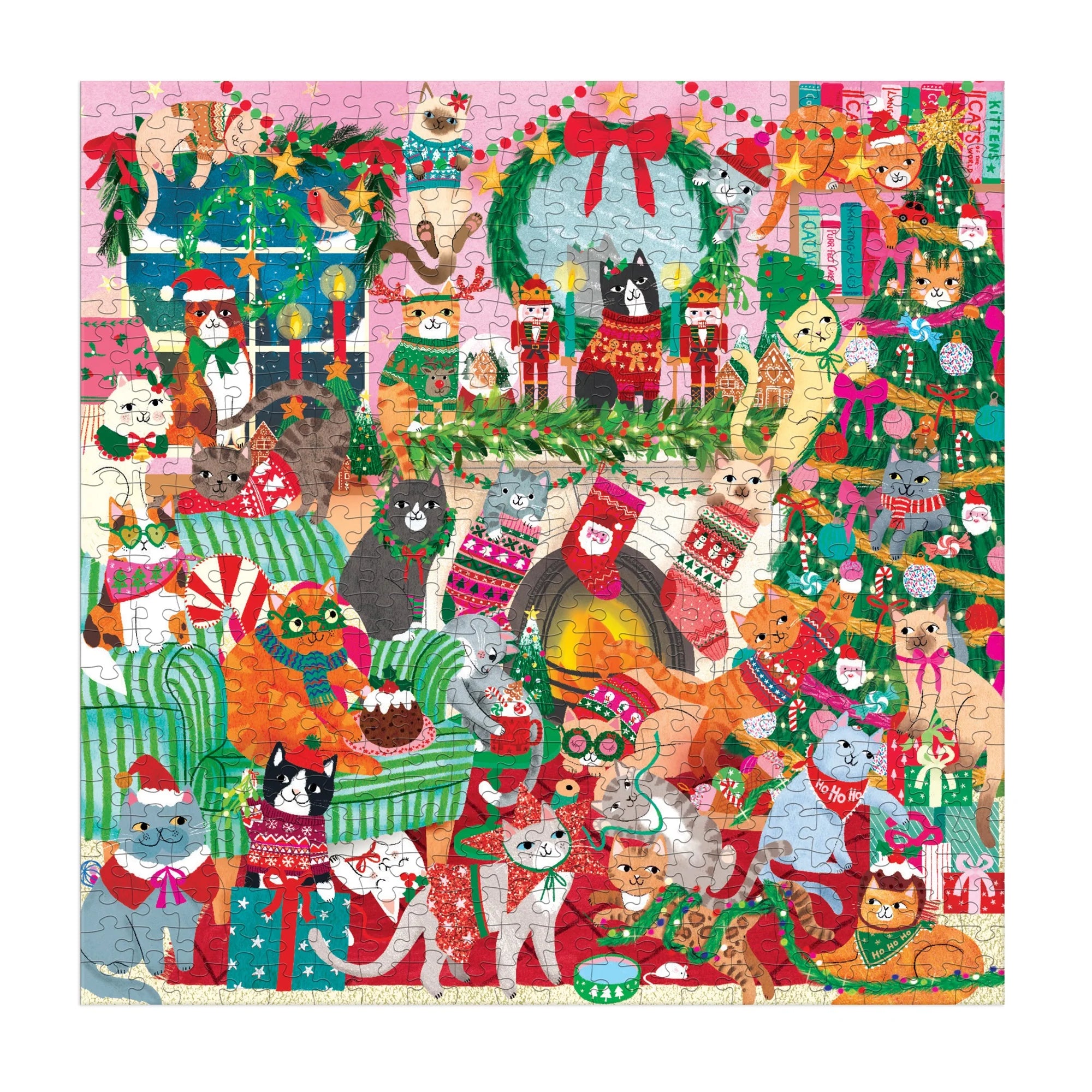 Puzzle de familie, 500 piese - Merry Catmas! - Mudpuppy