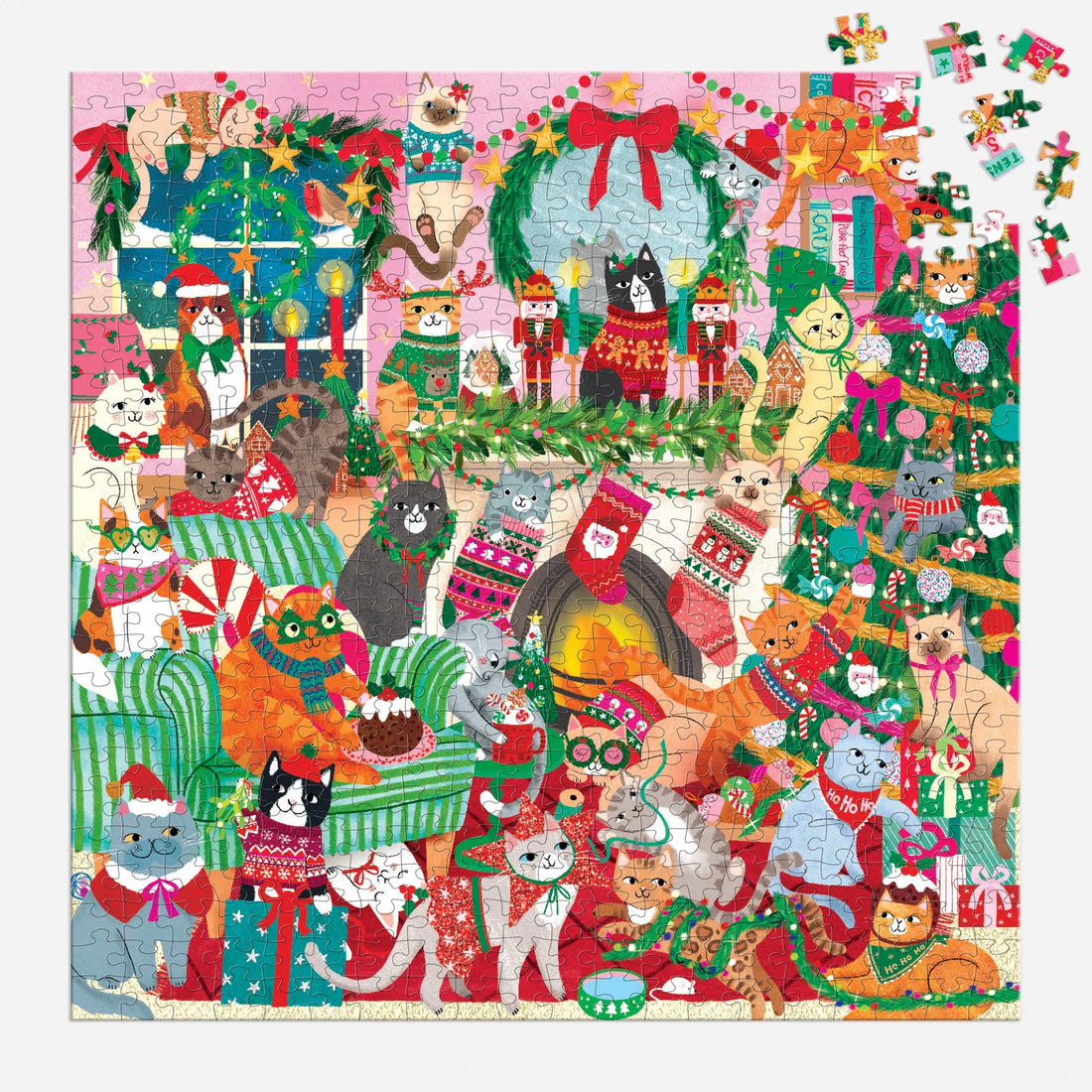Puzzle de familie, 500 piese - Merry Catmas! - Mudpuppy
