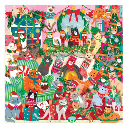 Puzzle de familie, 500 piese - Merry Catmas! - Mudpuppy