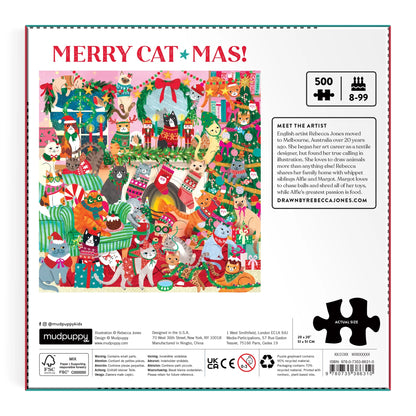 Puzzle de familie, 500 piese - Merry Catmas! - Mudpuppy